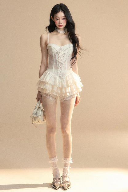 Strap Lace Mini Dress