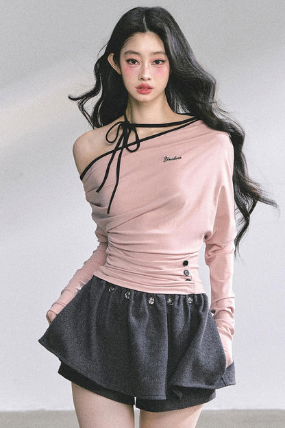 Korean Pink Halterneck Top