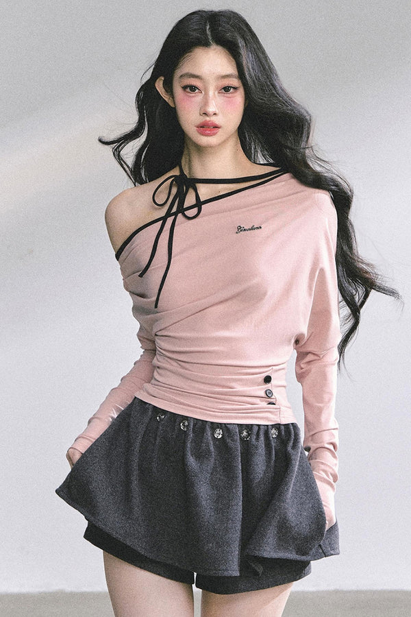 Korean Pink Halterneck Top
