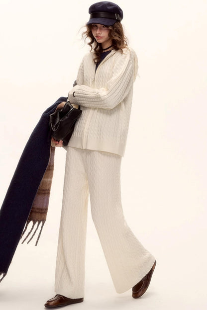 Wool Twist Hooded Knit Set-Up