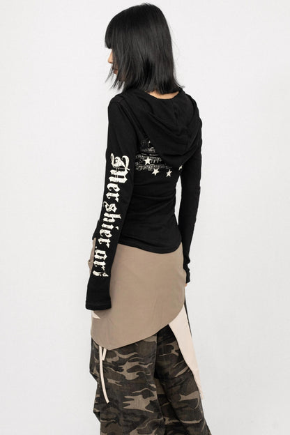 Vintage Spice V-Neck Hooded Top