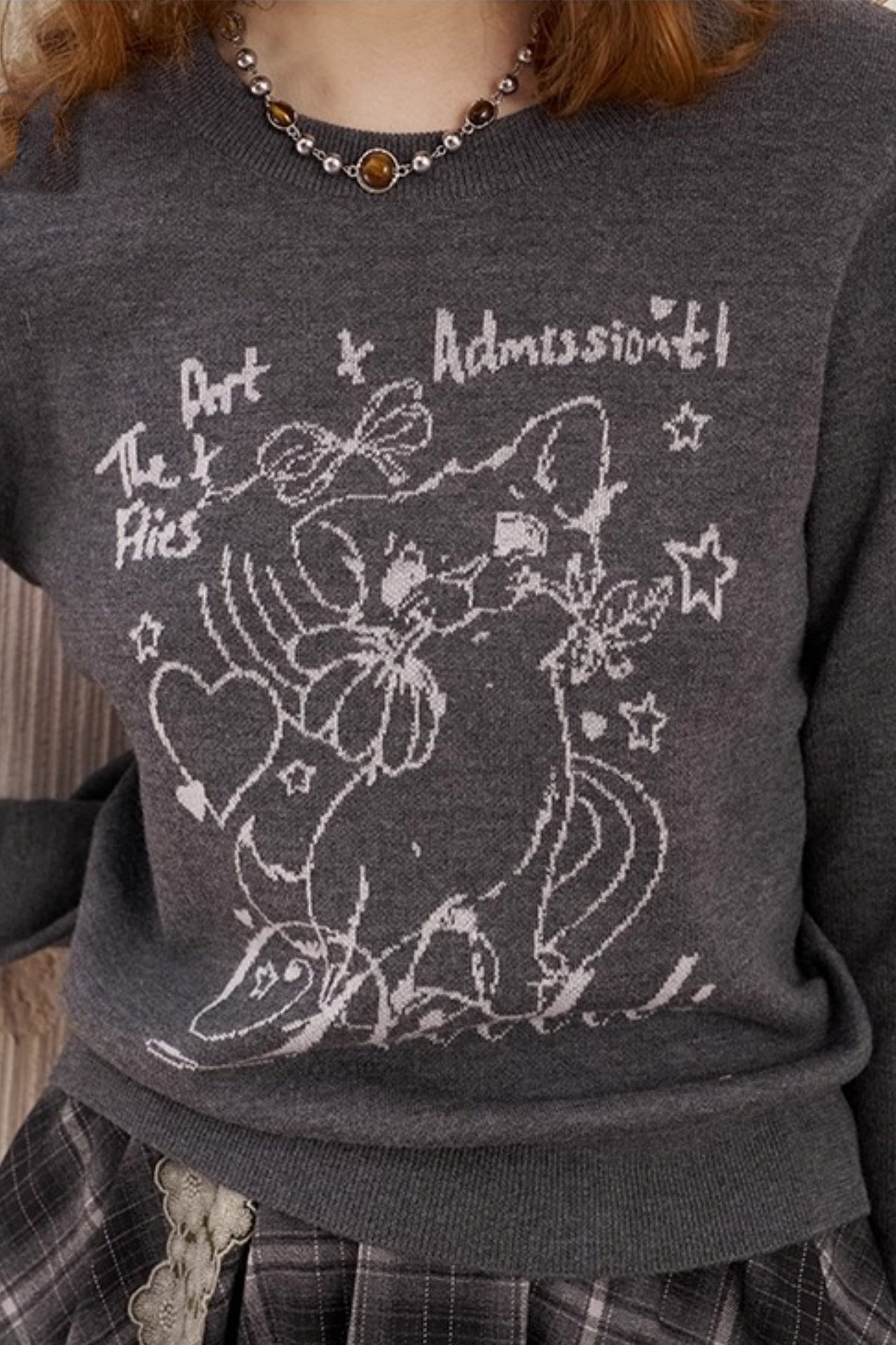 Rose Kitten Crew Neck Knitted Sweater