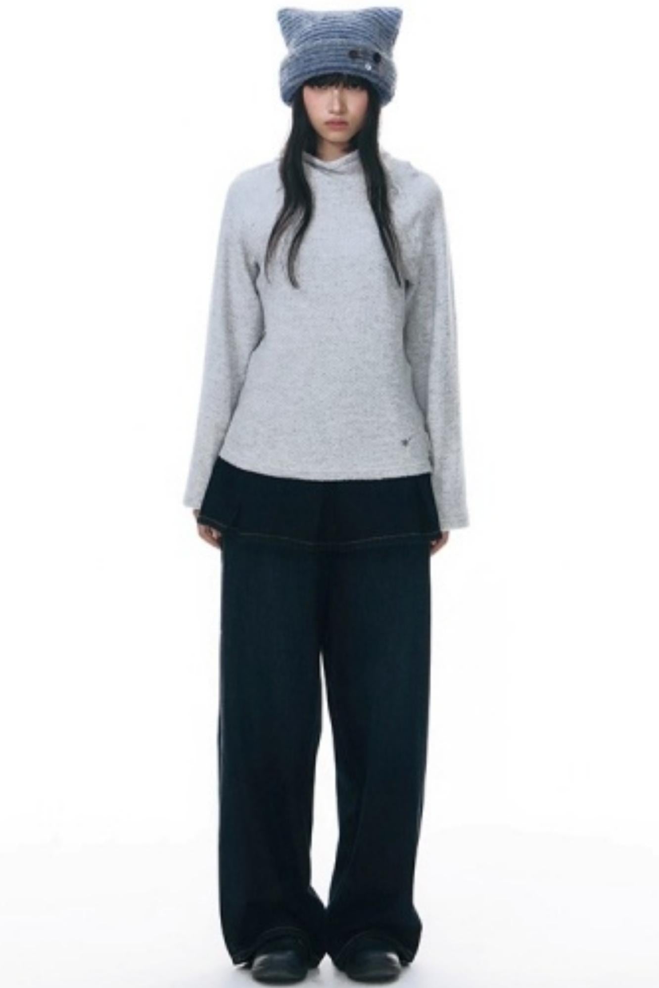 Fake Two-Piece Pleated Skirt Jeans