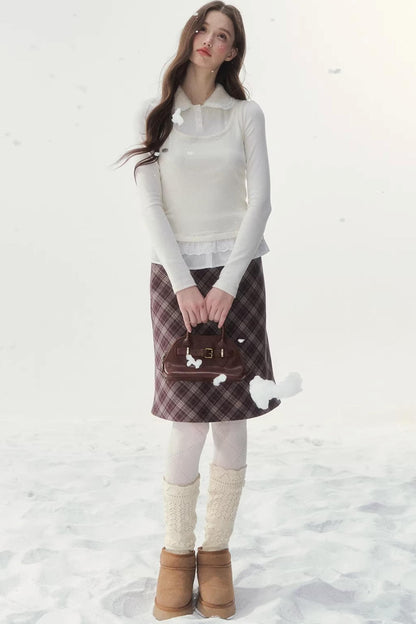 Faux Two-Piece Knitted Blouse