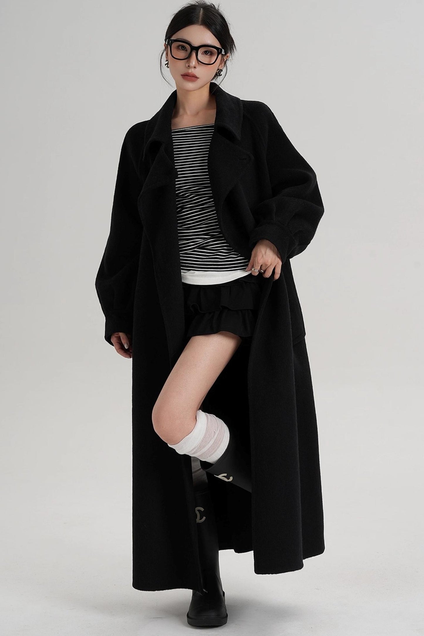 Temperament Back Slit Wool Coat
