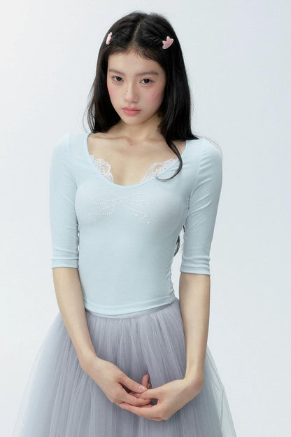 Lace Patchwork Knit Top
