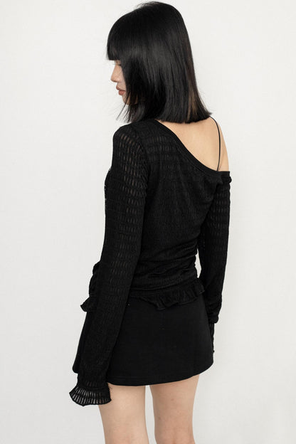 SLANTED SHOULDER FULL SLEEVE TOP