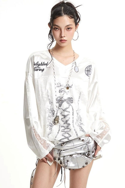 T-shirt noir en dentelle