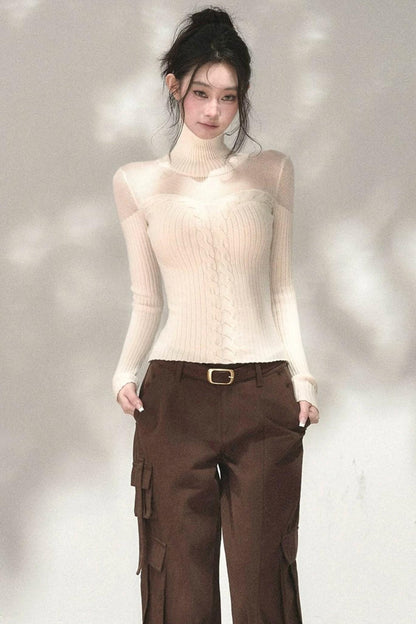 Wool Blend Hollow Knit Top