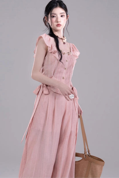 Blossom Breeze Ruffle Sleeve Tie Set-Up