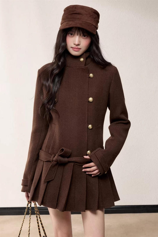 Stand-Up Collar Woolen Coat