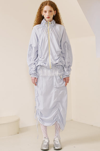 Versatile Color-Block Jacket Skirt Set-Up