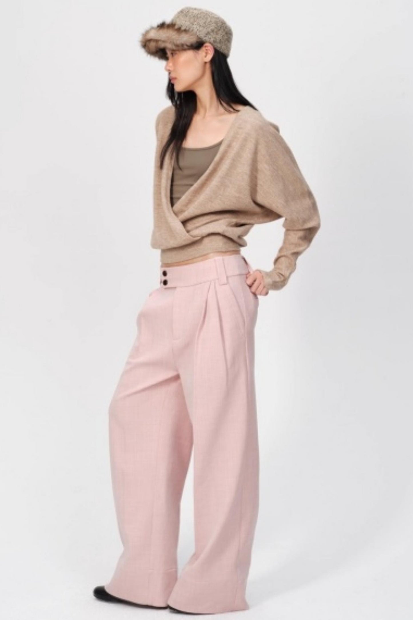 Thickened Oatmeal V-Neck Top