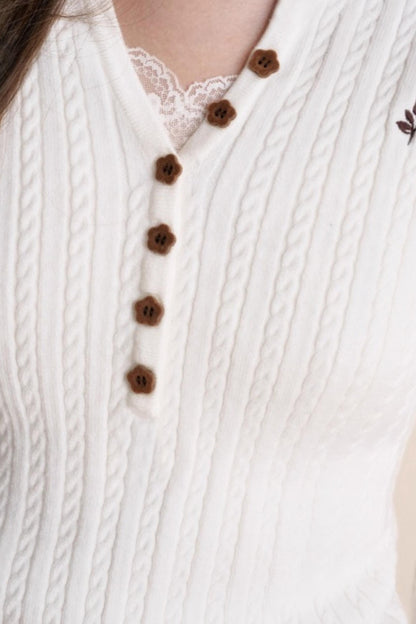 Fine Cable Knit Cardigan