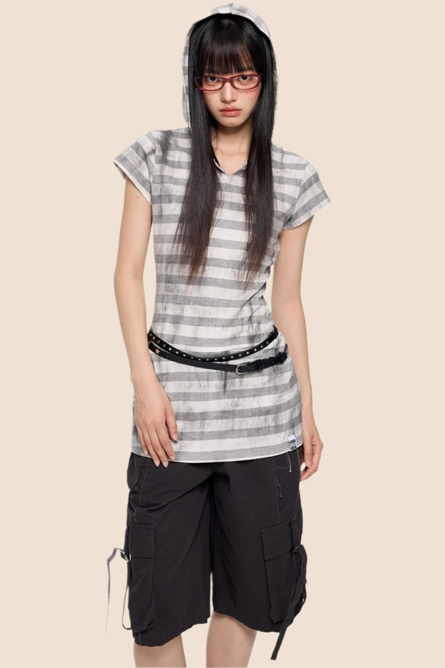 Vintage Striped Hooded Tee