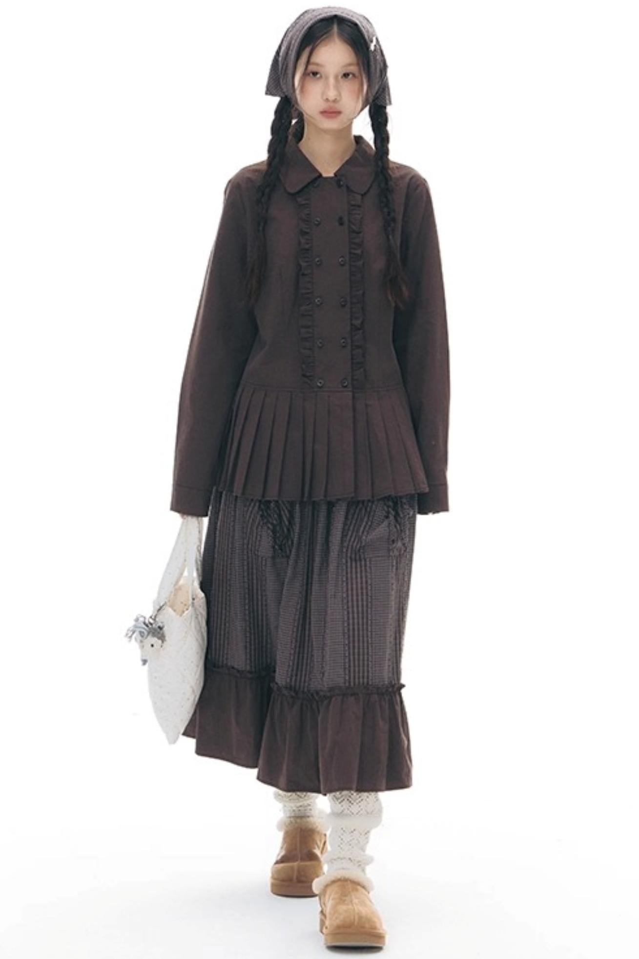 Patchwork Ruffled Umbrella Skirt