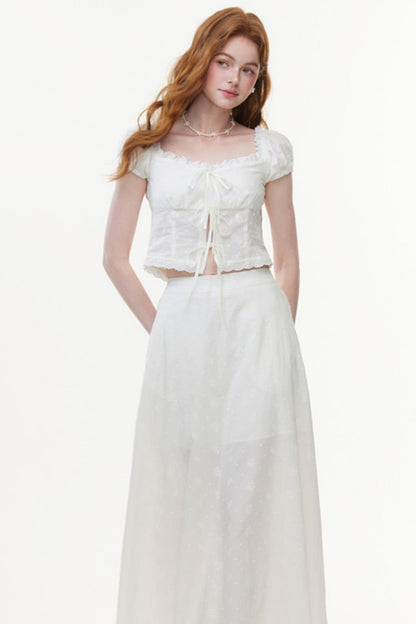 Skeleton Embroidered Two-Piece Skirt Set-Up