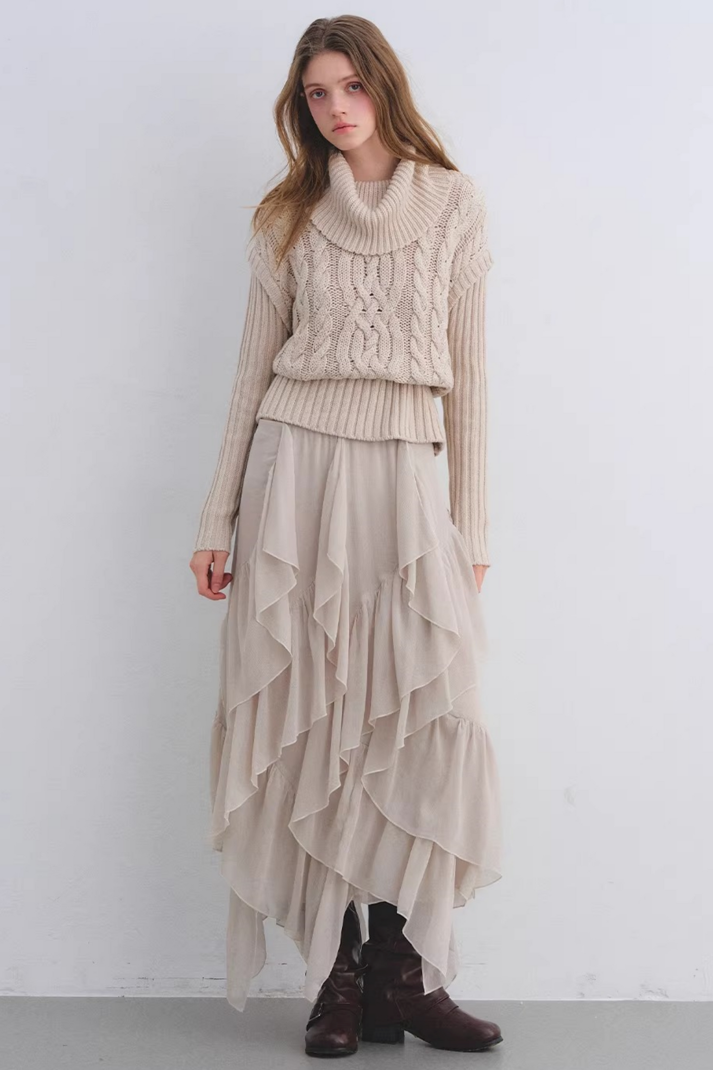 Wool Blend Cable Knit Sweater