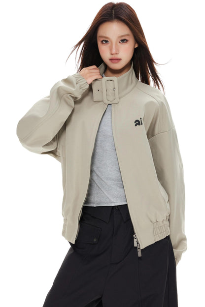 Polka Dot Stand-Up Jacket