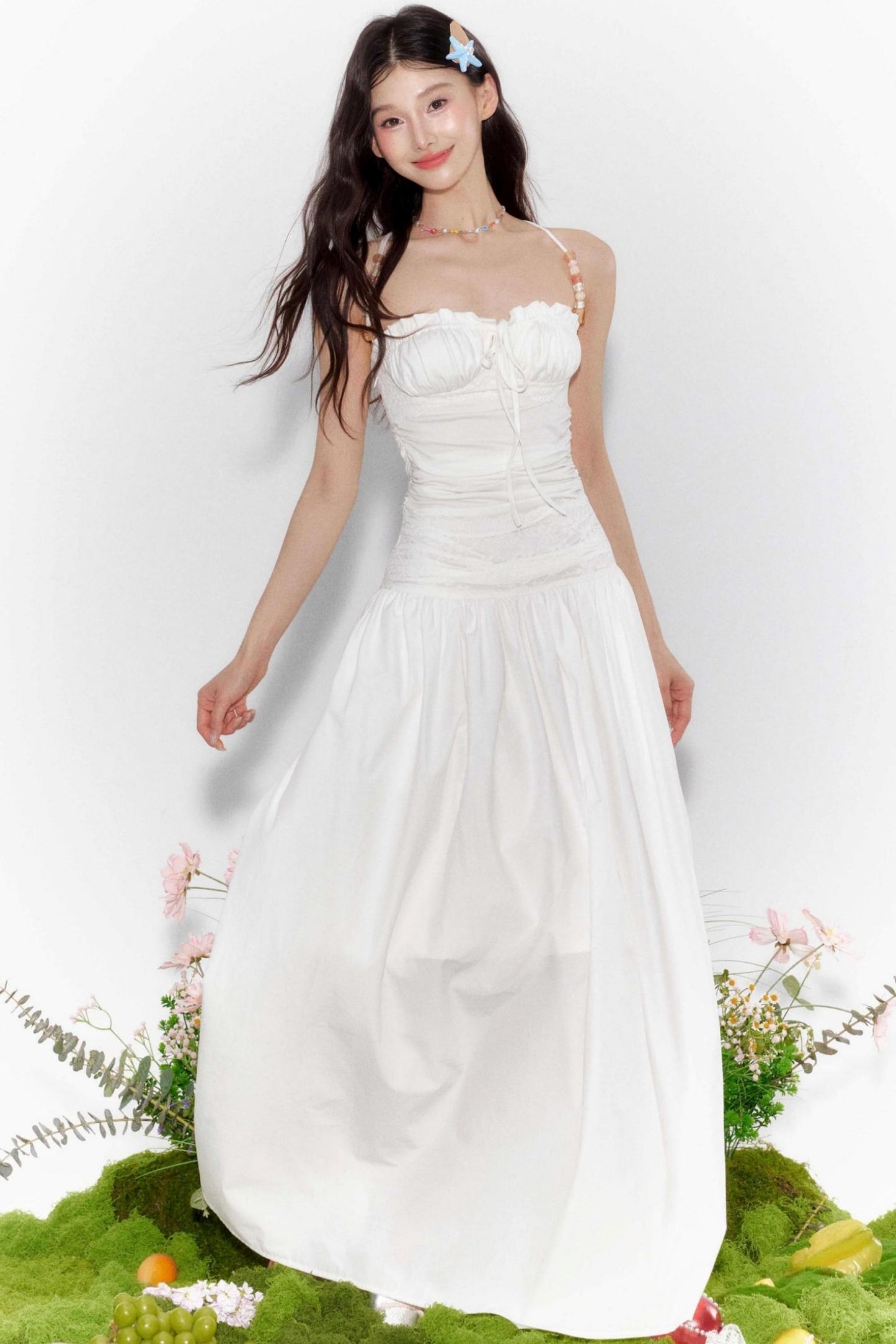 Island Lace-Up Halter Dress