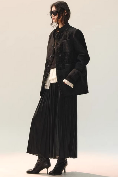 Black Wool Lace Top & Skirt Set-Up