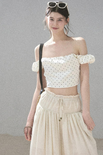 Youthful Plaid Off-Shoulder Top