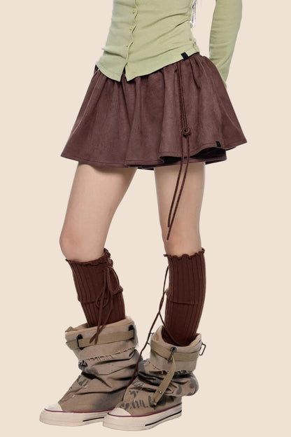 Faux Wildleder Blumenrock