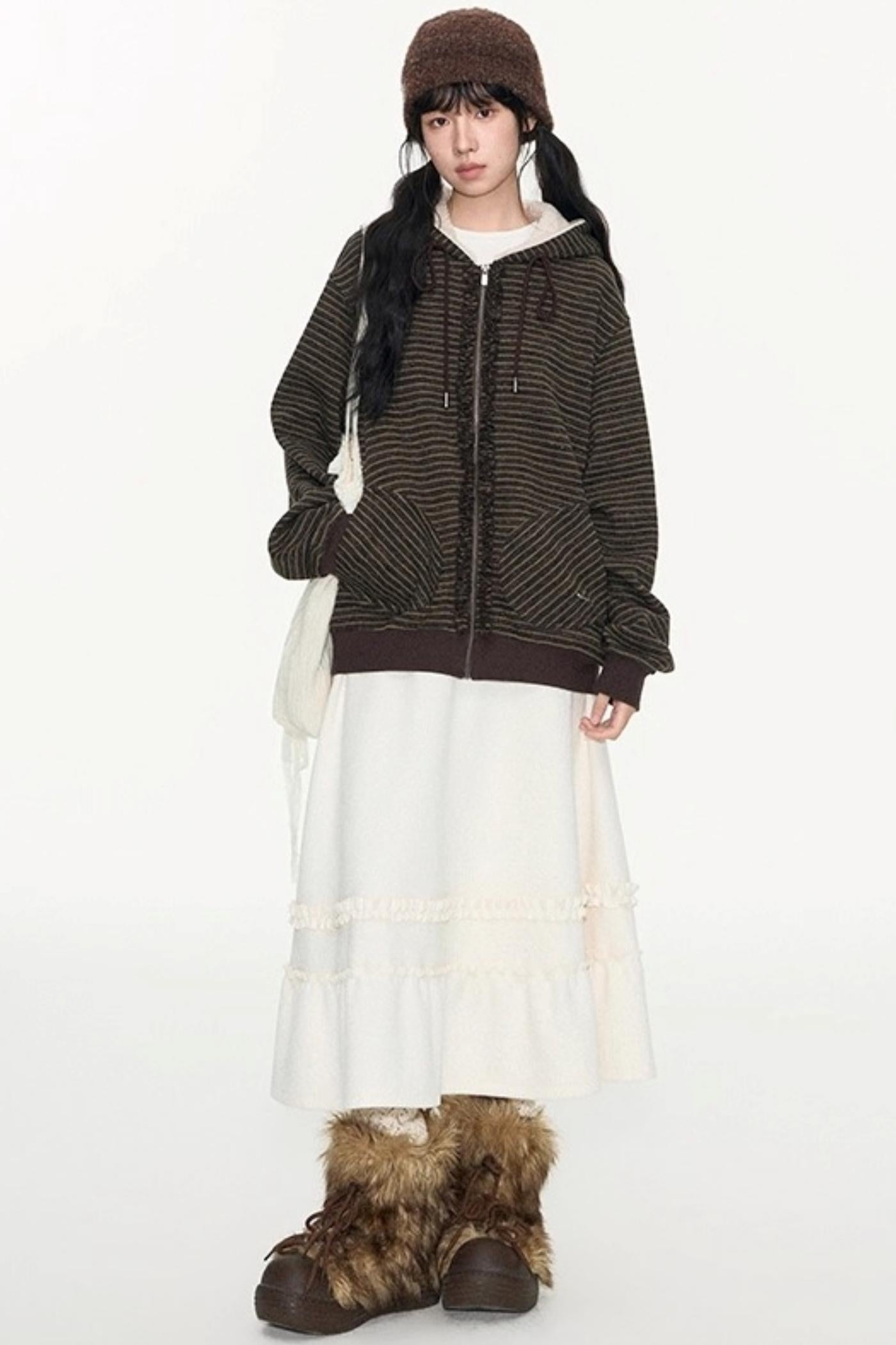 Fungus Edge Lambswool Hooded Cardigan