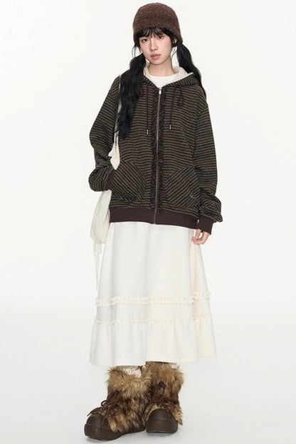 Fungus Edge Lambswool Hooded Cardigan