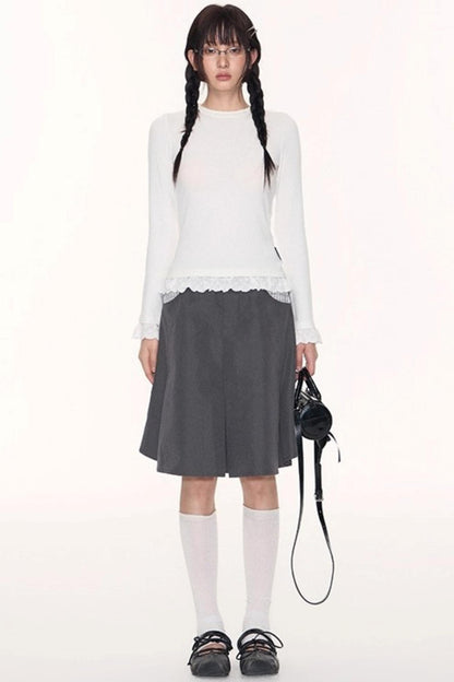 Lace Embroidery Slim Top