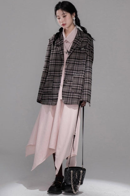 Gray Patchwork Tweed Jacket