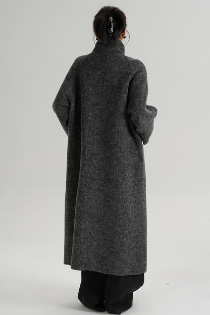 Minimalist Long Reversible Wool Coat