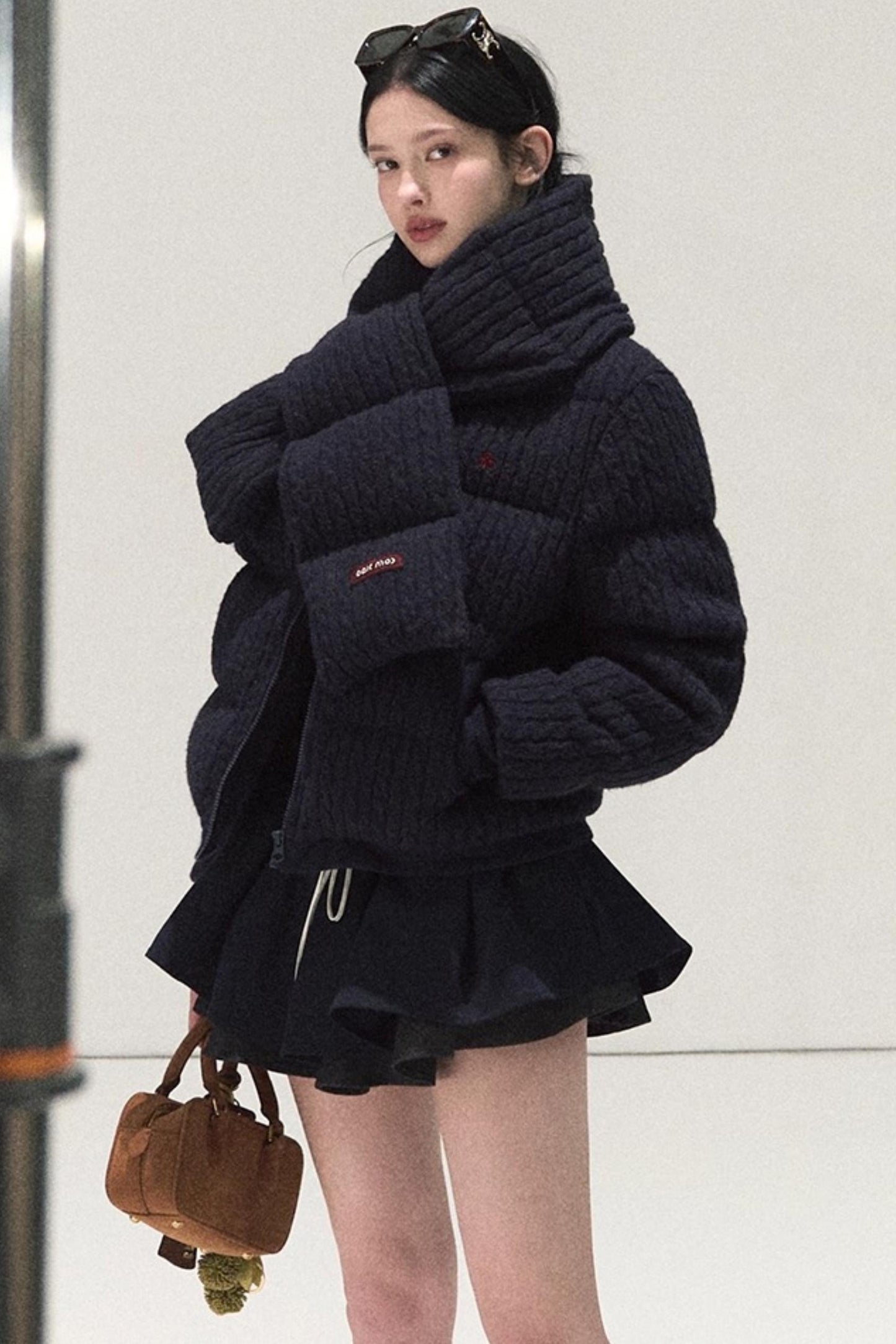 Plaid Color-Blocked A-Line Skirt