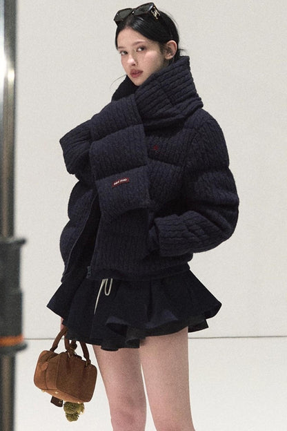 Plaid Color-Blocked A-Line Skirt