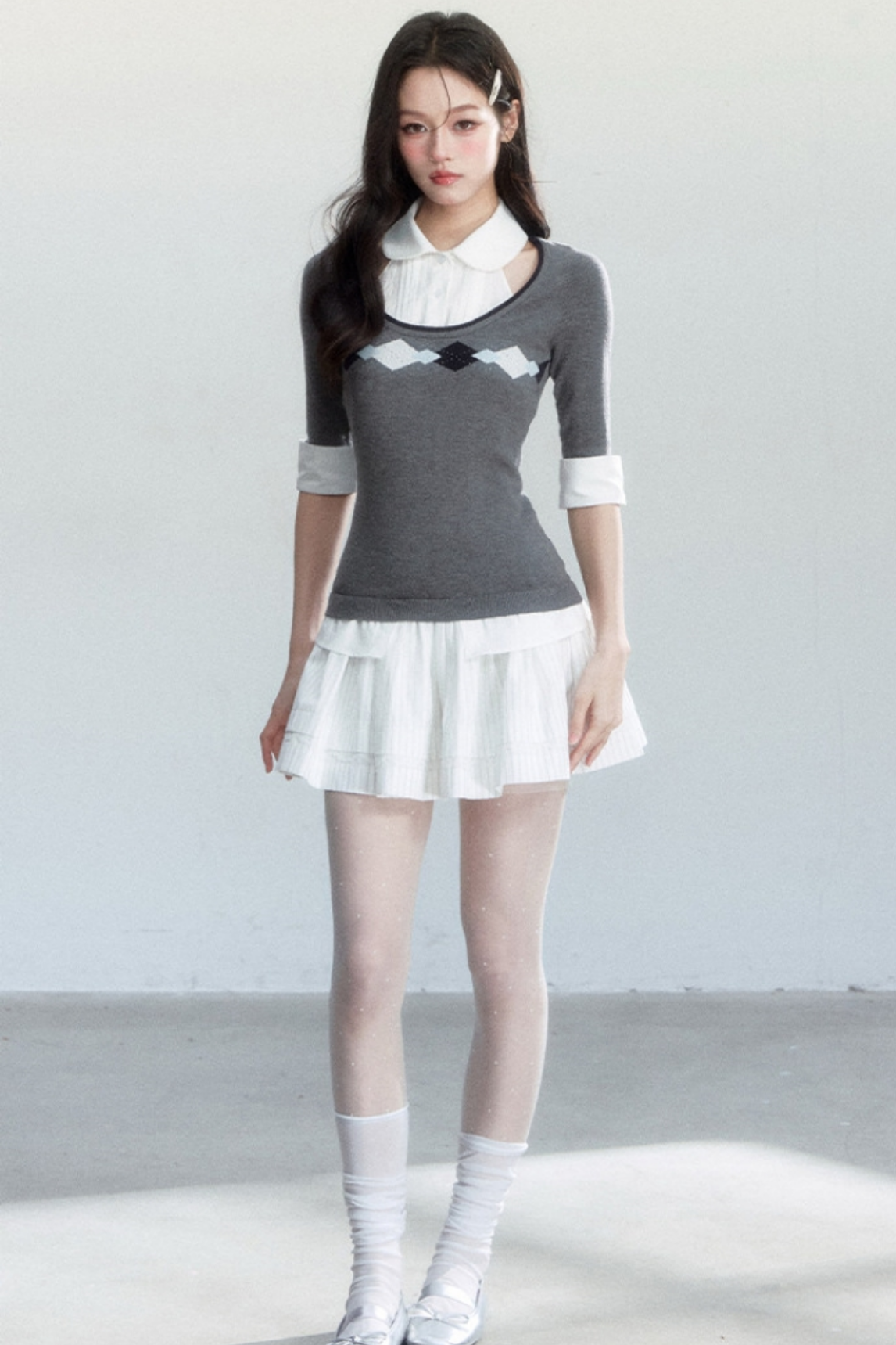 Retro Jacquard Knit Top Set-Up