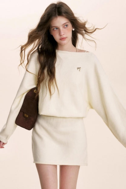 French Knit Off-Shoulder Dress