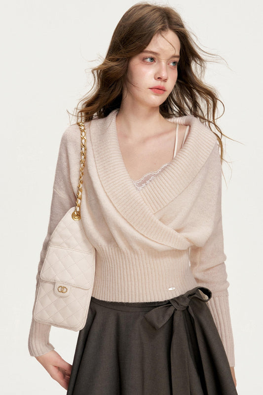 Romantischer Woll-Pullover mit Falten