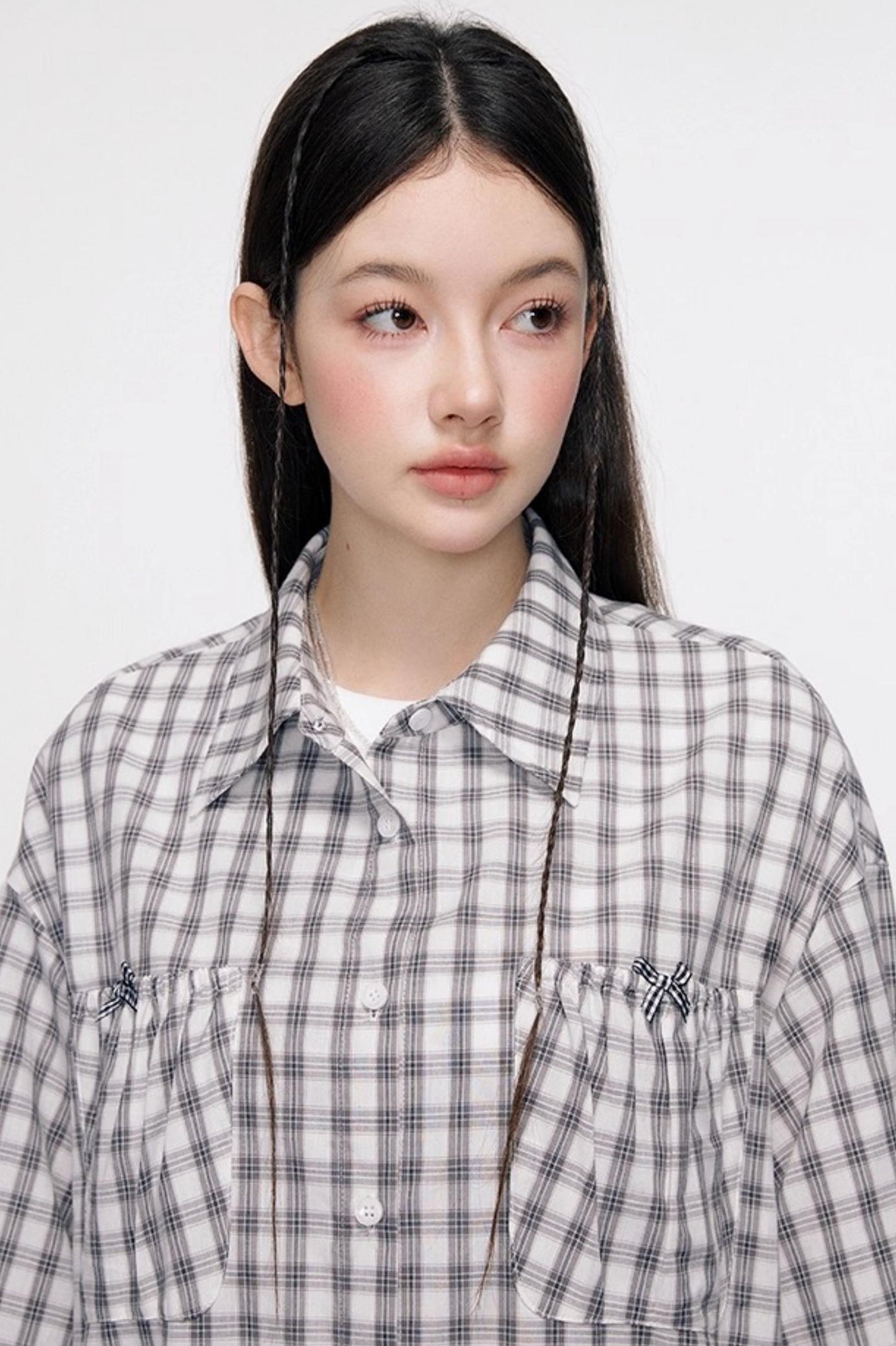 Vintage Bow Pocket Long-sleeved Shirt