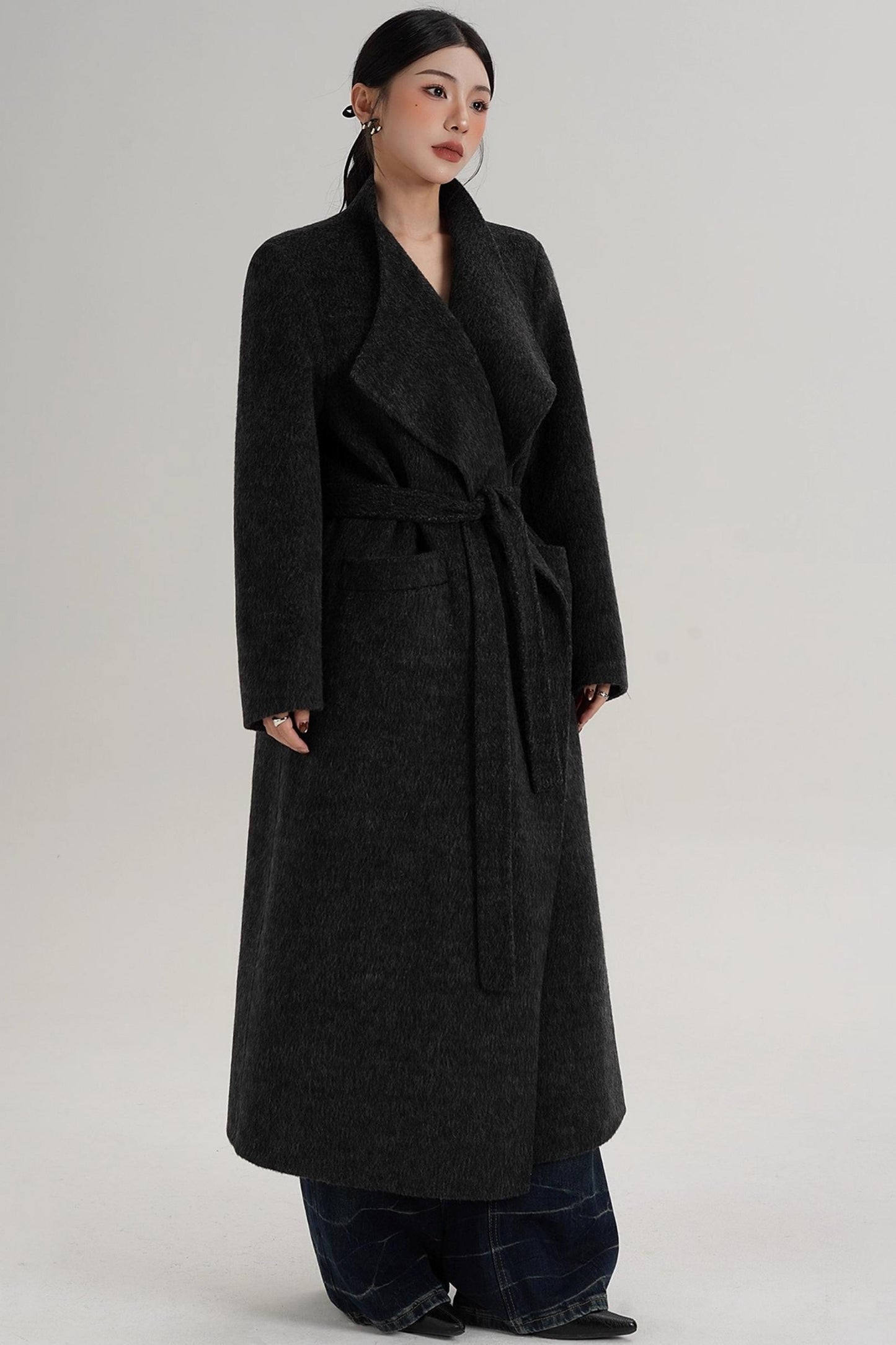 Charcoal Black Wool Coat