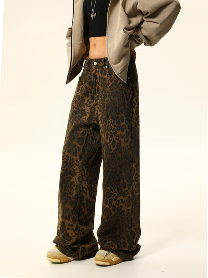 Maillard leopard print design casual jeans pant