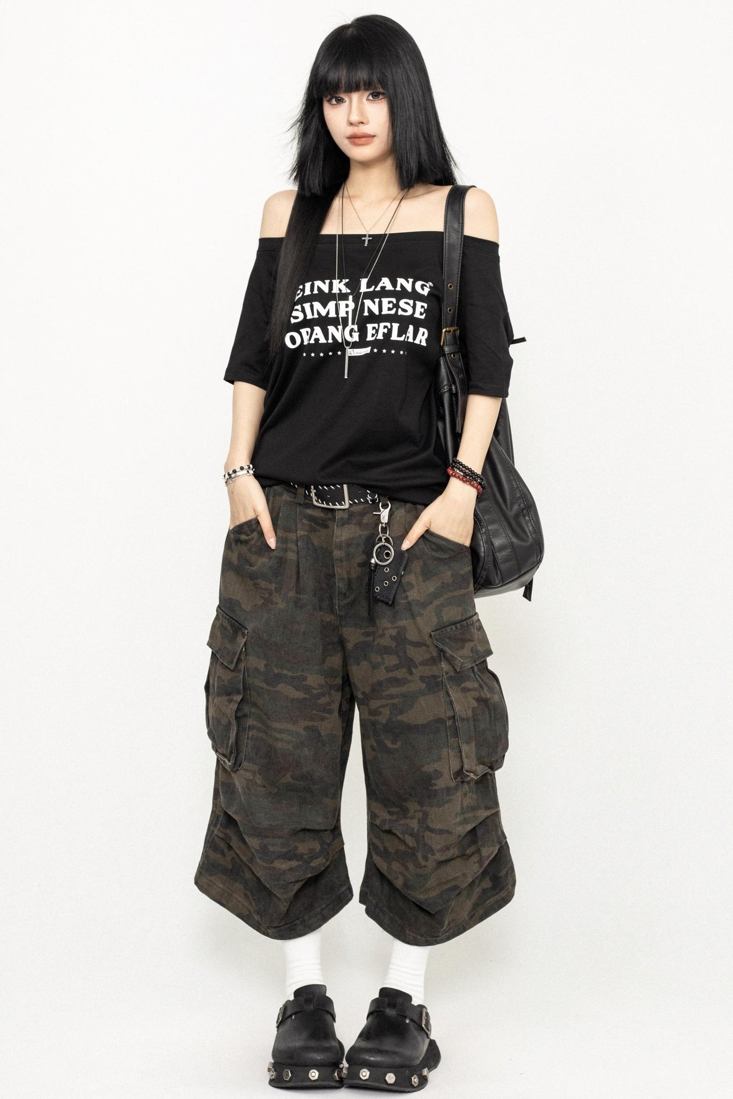 Vintage Camouflage Wide-Leg Pants