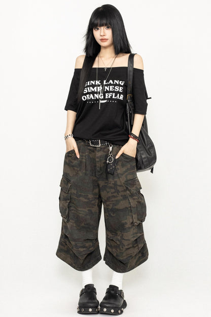 Vintage Camouflage Wide-Leg Pants