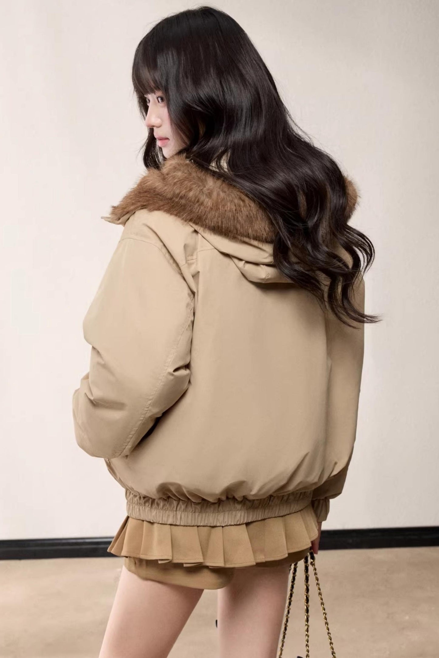 Fur Collar Hooded Cotton Coat