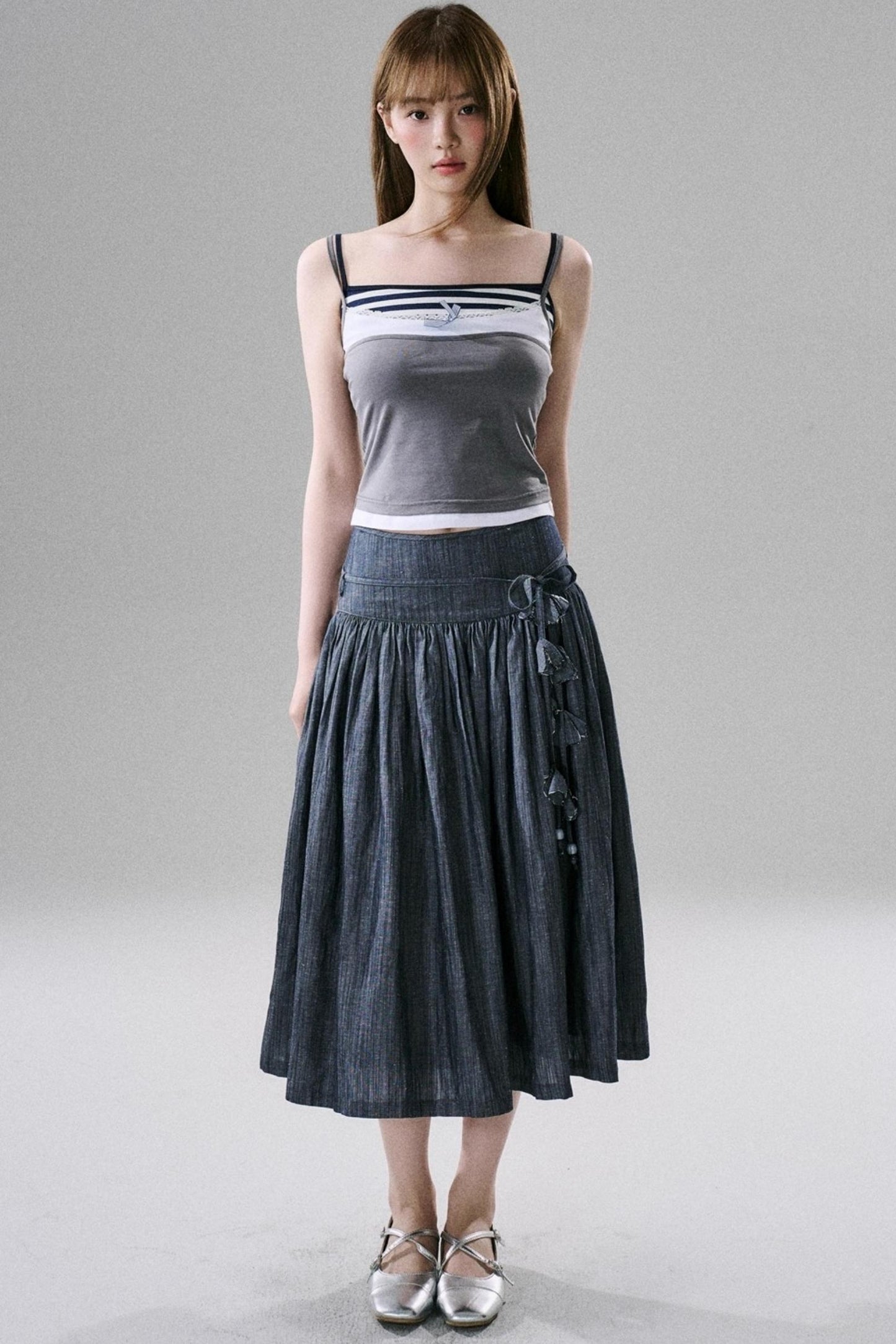 Soft Floral Belted Summer Skirt