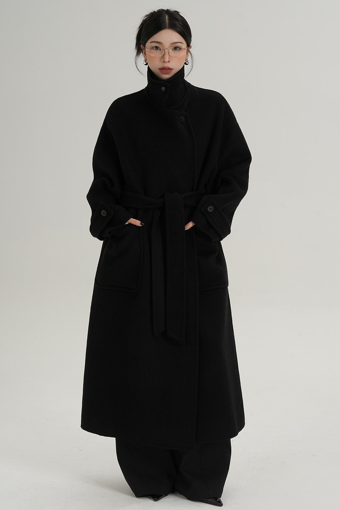 Stand-Up Wool Long Coat