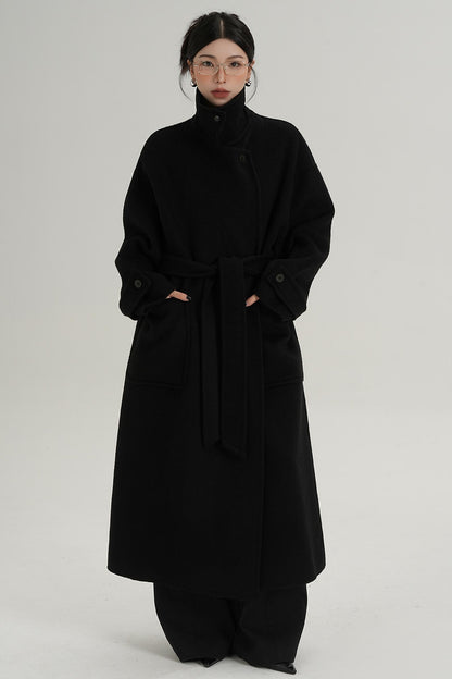 Stand-Up Wool Long Coat