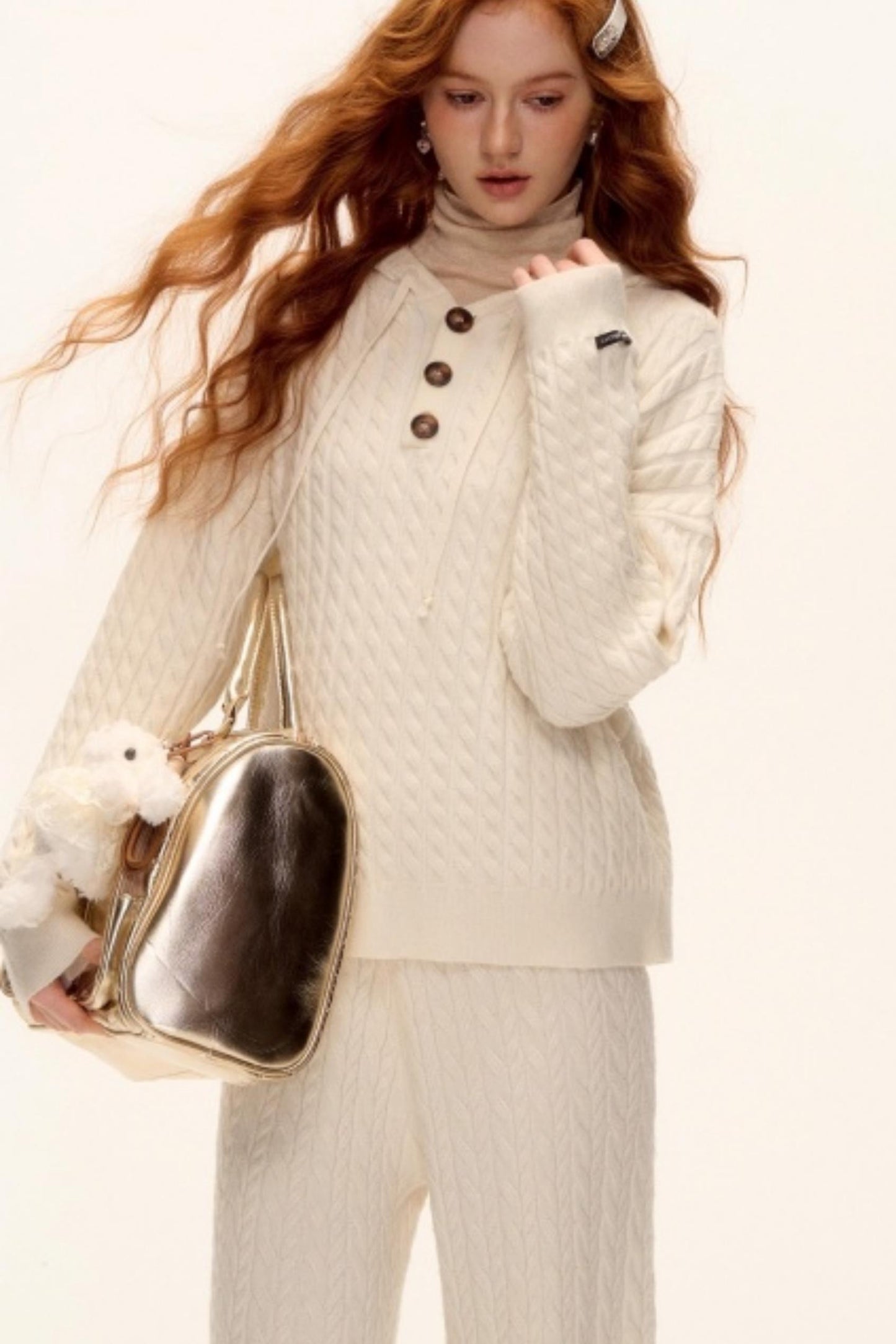 Wool Blend Hooded Knit Set-Up