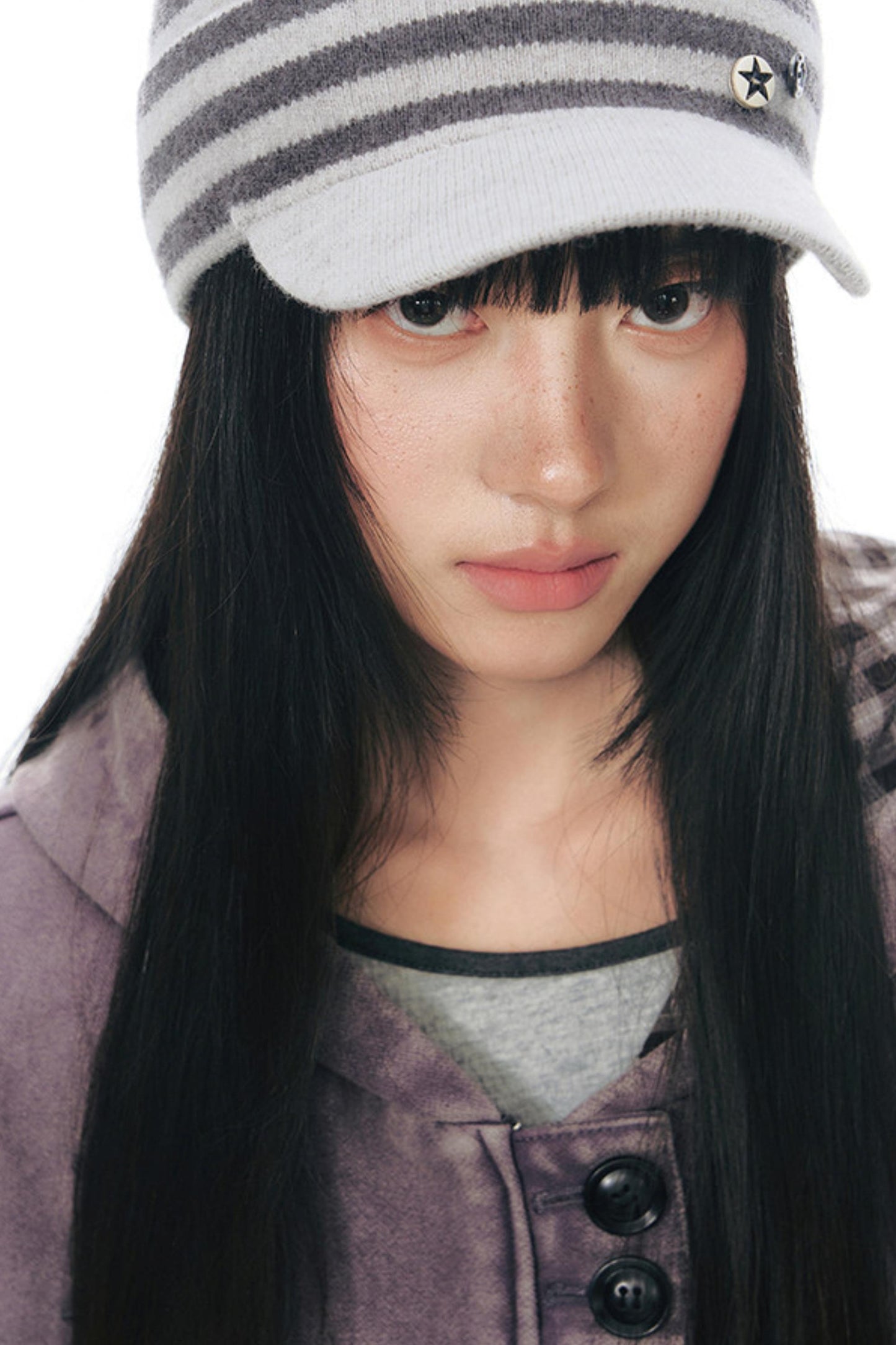 Striped Knit Baseball Cap