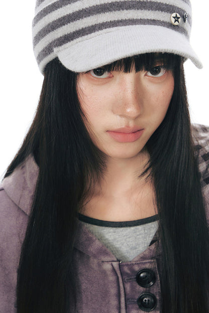 Striped Knit Baseball Cap