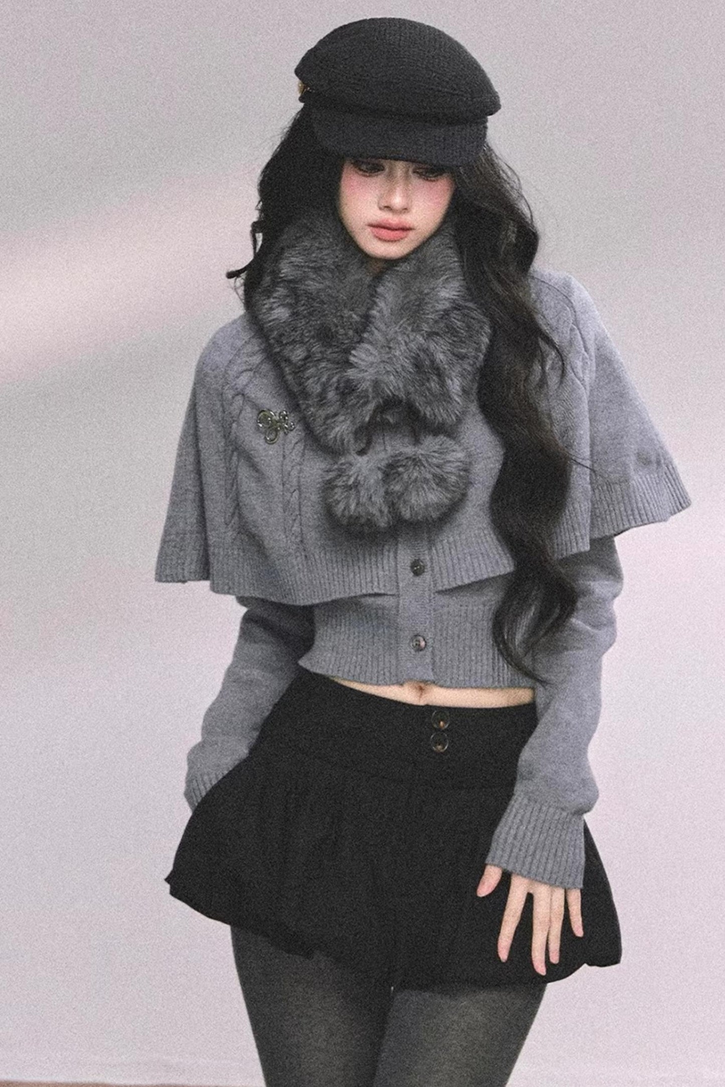 Cable Knit Cape Sweater